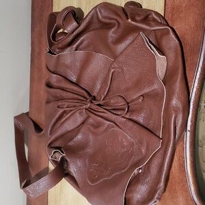 Carlos Falchi Rich Brown Leather Shoulder Bag